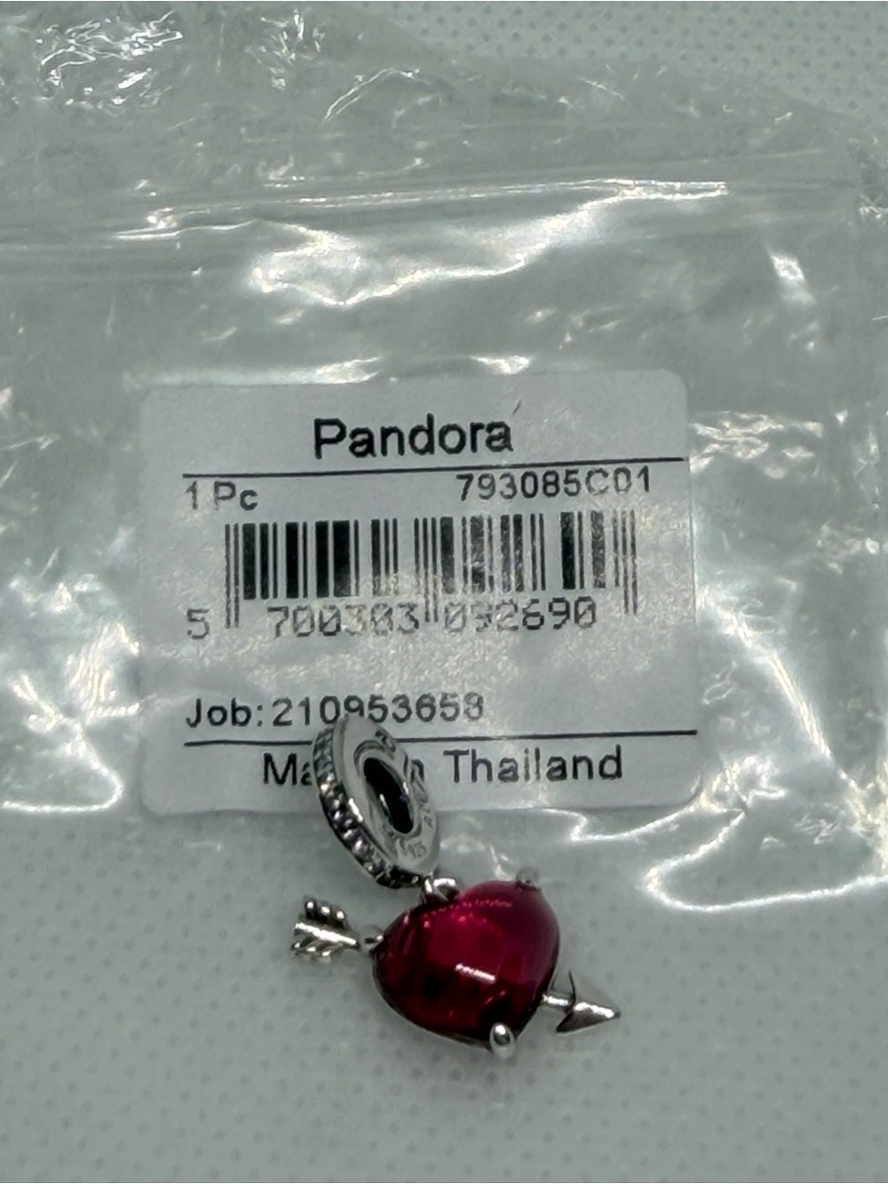 Pandora Ref Heart & Arrow Murano Glass Dangle Charm - 793085C01